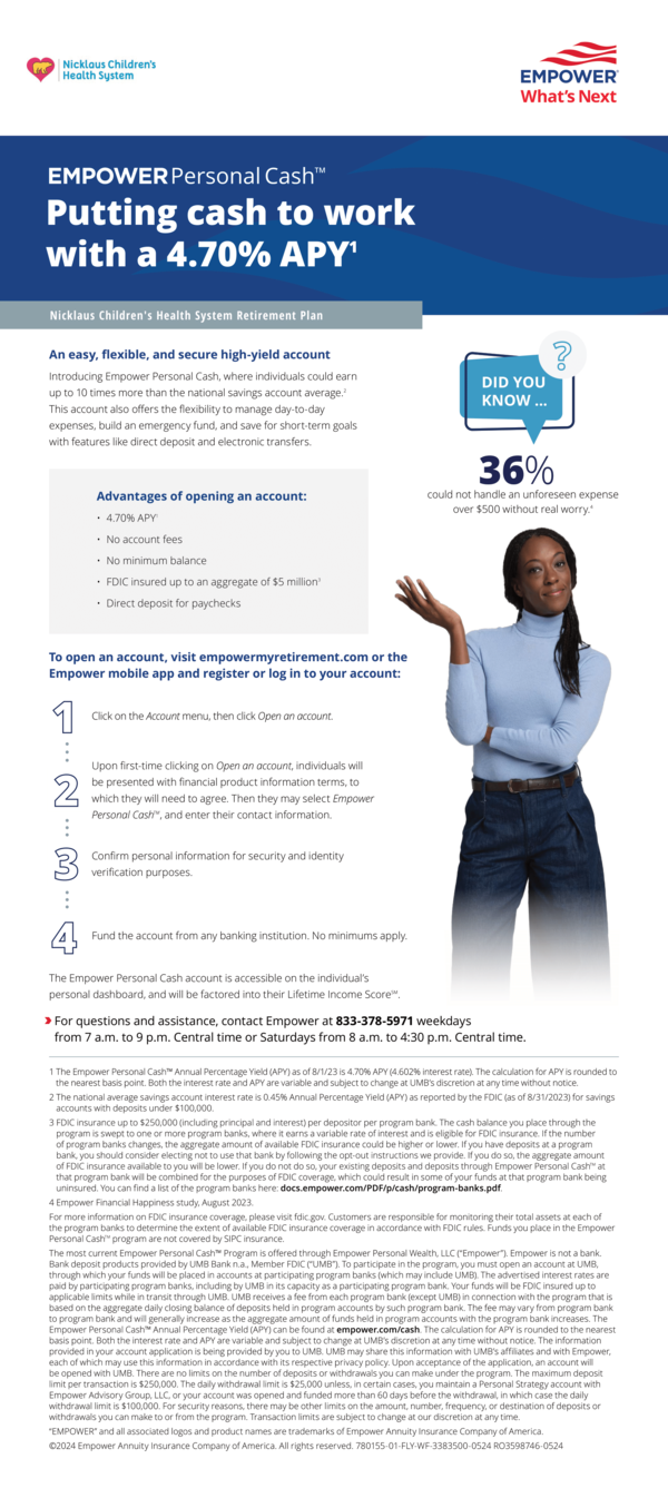Empower Personal Cash Account Flyer