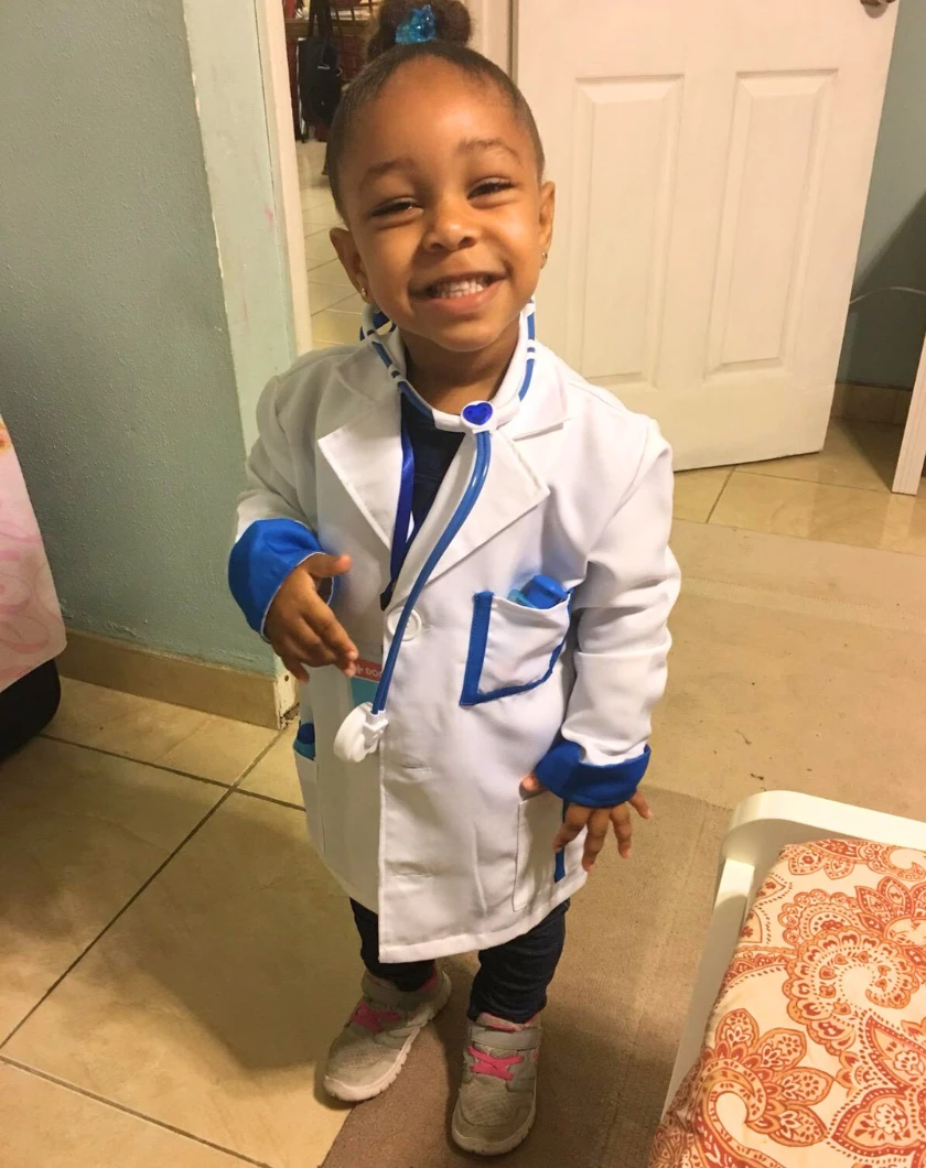 A'mya dressed up as a doctor